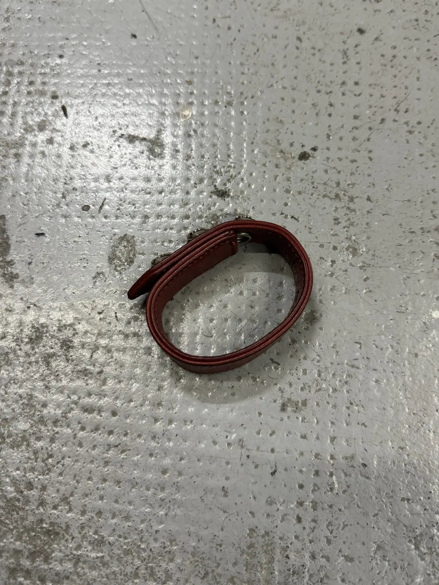 Chrome Hearts Red Heart Leather Snap Bracelet lQisOWp 7