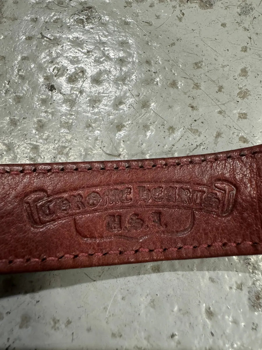 Chrome Hearts Red Heart Leather Snap Bracelet lQisOWp 9