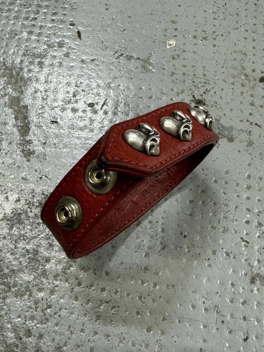 Chrome Hearts Red Heart Leather Snap Bracelet lQisOWp 11