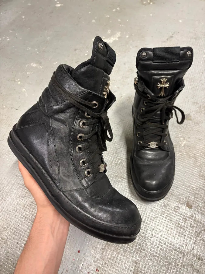 Chrome Hearts Rick Owens Black Leather Geobasket  VwTXNPb 0