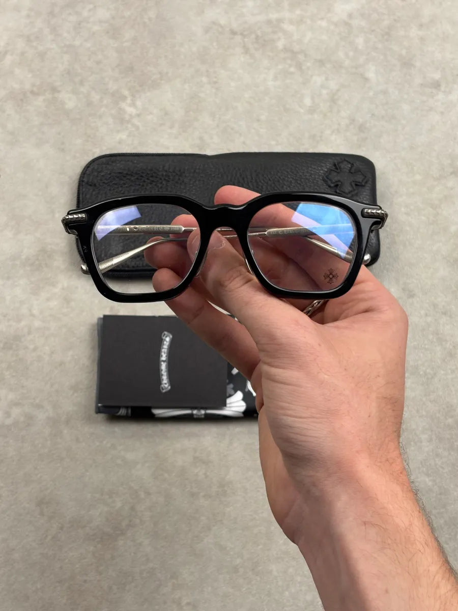 Chrome Hearts Square Black Acetate & Silver Sunglasses  VrlDVzp 0