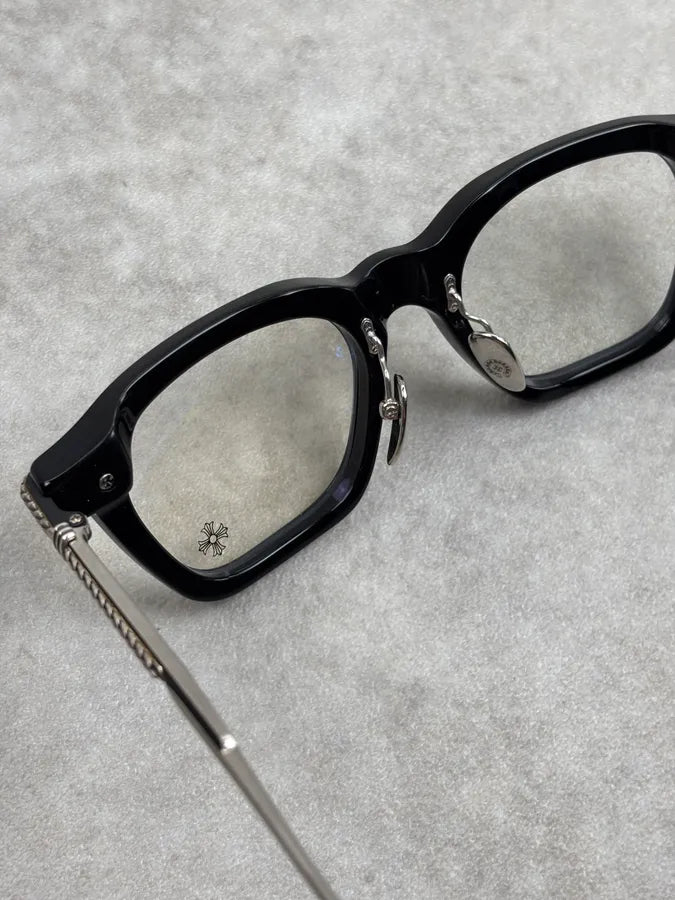 Chrome Hearts Square Black Acetate & Silver Sunglasses  VrlDVzp 11