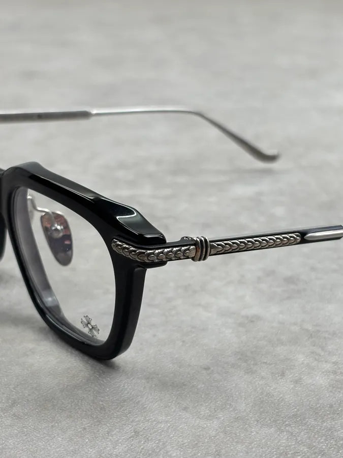 Chrome Hearts Square Black Acetate & Silver Sunglasses  VrlDVzp 12