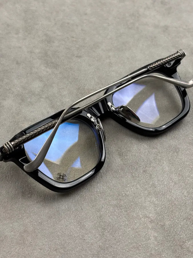 Chrome Hearts Square Black Acetate & Silver Sunglasses  VrlDVzp 15