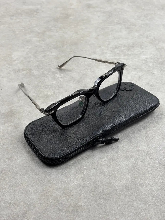 Chrome Hearts Square Black Acetate & Silver Sunglasses  VrlDVzp 4