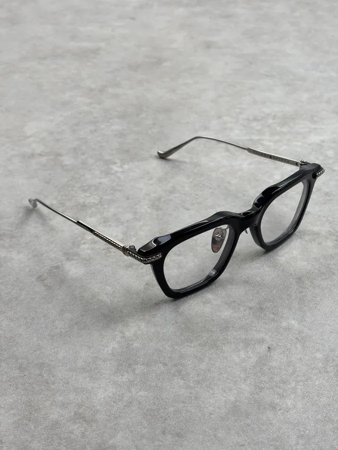 Chrome Hearts Square Black Acetate & Silver Sunglasses  VrlDVzp 6