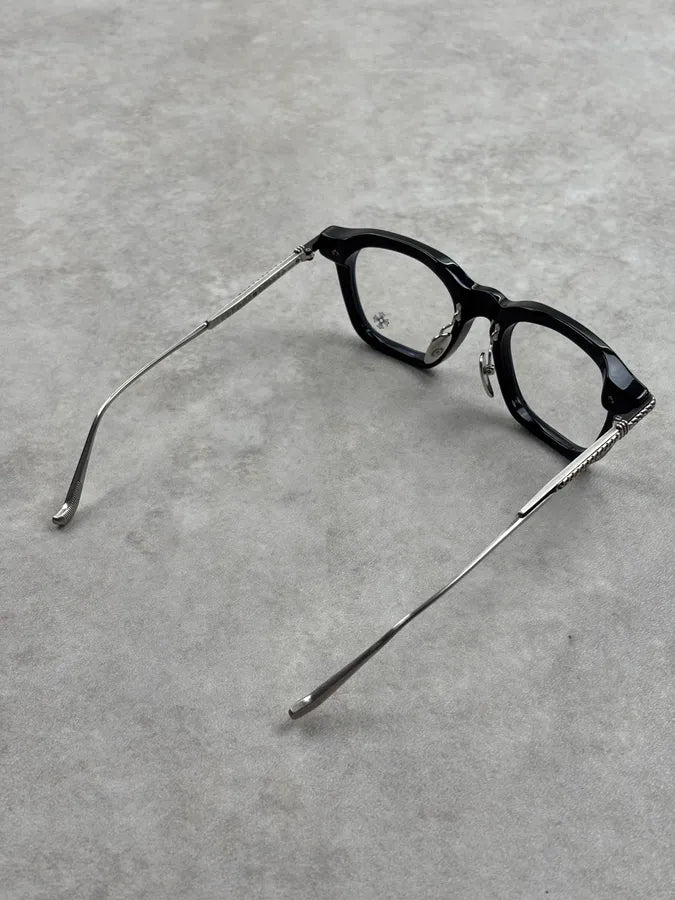 Chrome Hearts Square Black Acetate & Silver Sunglasses  VrlDVzp 7