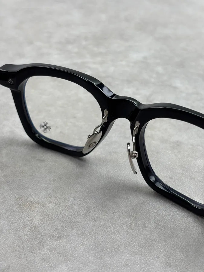 Chrome Hearts Square Black Acetate & Silver Sunglasses  VrlDVzp 8