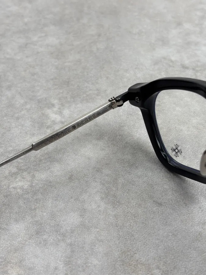 Chrome Hearts Square Black Acetate & Silver Sunglasses  VrlDVzp 9