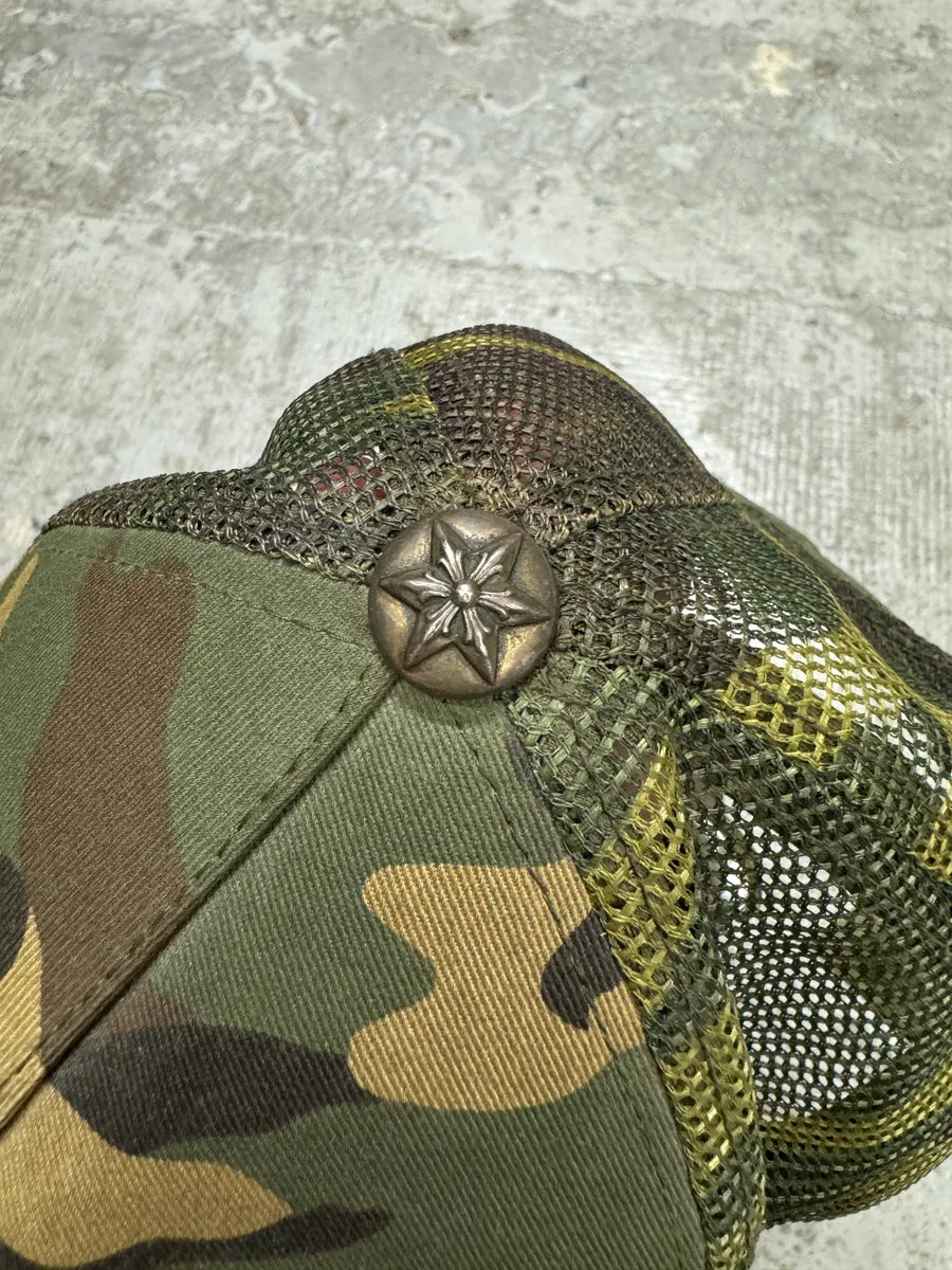 Chrome Hearts Star Leather Orange Patch Military Camo Trucker Cap (OS) QjMIRbA 1