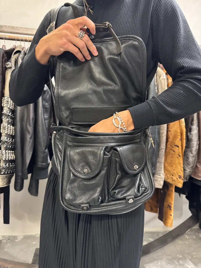 Chrome Hearts Tiny Gunslinger Strap Silver Daggers Black Leather Shoulder Bag (OS) MuWBMnR 4