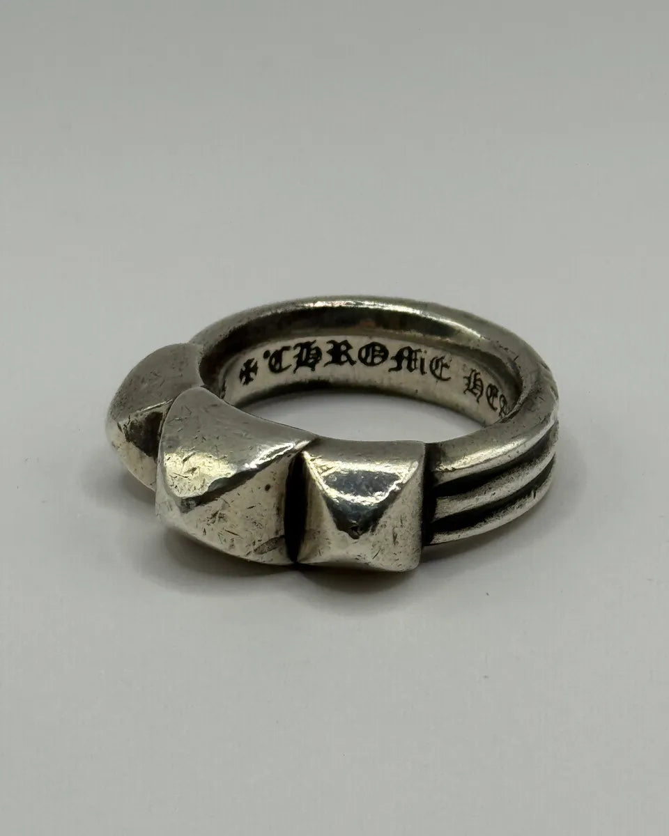 Chrome Hearts Triple Spike Waxed Punk Silver 925 Ring wCxilMq 0