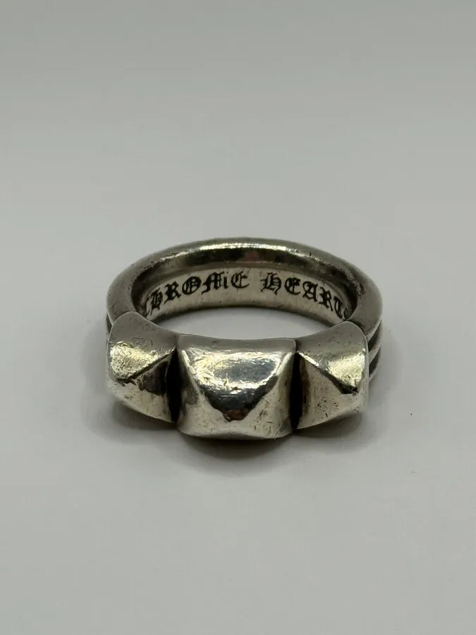 Chrome Hearts Triple Spike Waxed Punk Silver 925 Ring wCxilMq 1