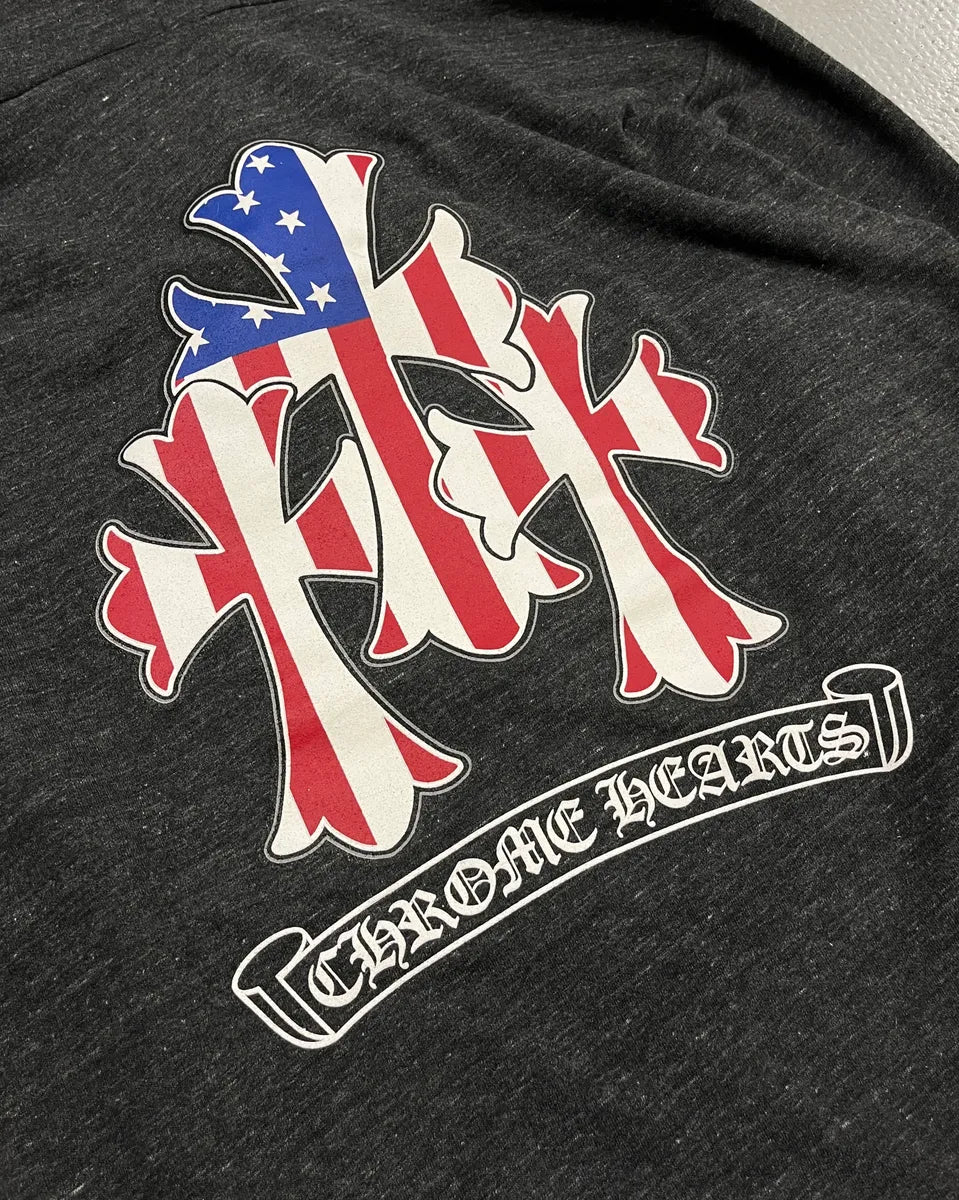 Chrome Hearts USA Flag Grey Cross Zip-up Hoodie XqzcaUn 5
