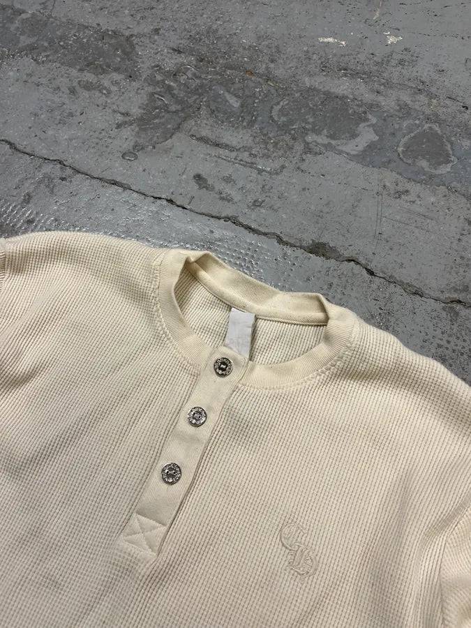 Chrome Hearts Waffle Thermal Henley Beige Longsleeves CGYzazE 4