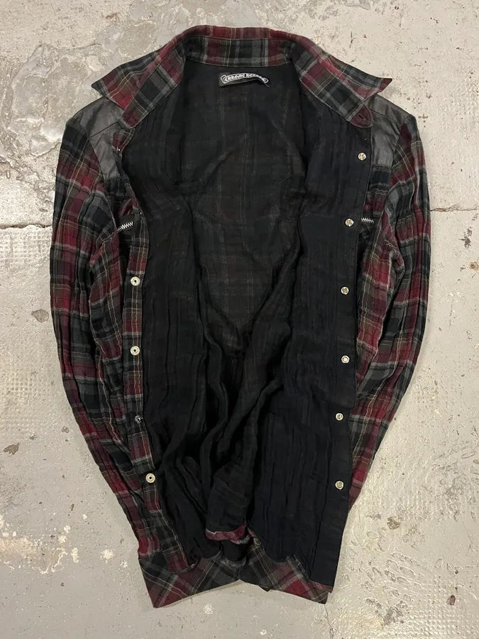 Chrome Hearts Western Check Sematary Cross Patch Flannel Shirt (M) trUnNcr 7