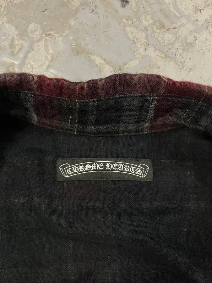 Chrome Hearts Western Check Sematary Cross Patch Flannel Shirt (M) trUnNcr 10