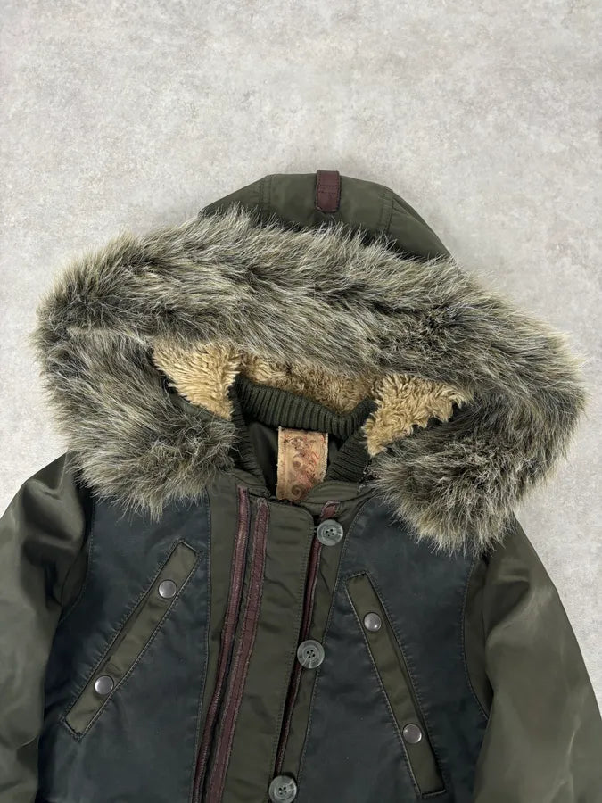 1990s Chevignon Military Aviator Fur Bomber Jacket VMNbIcz 4