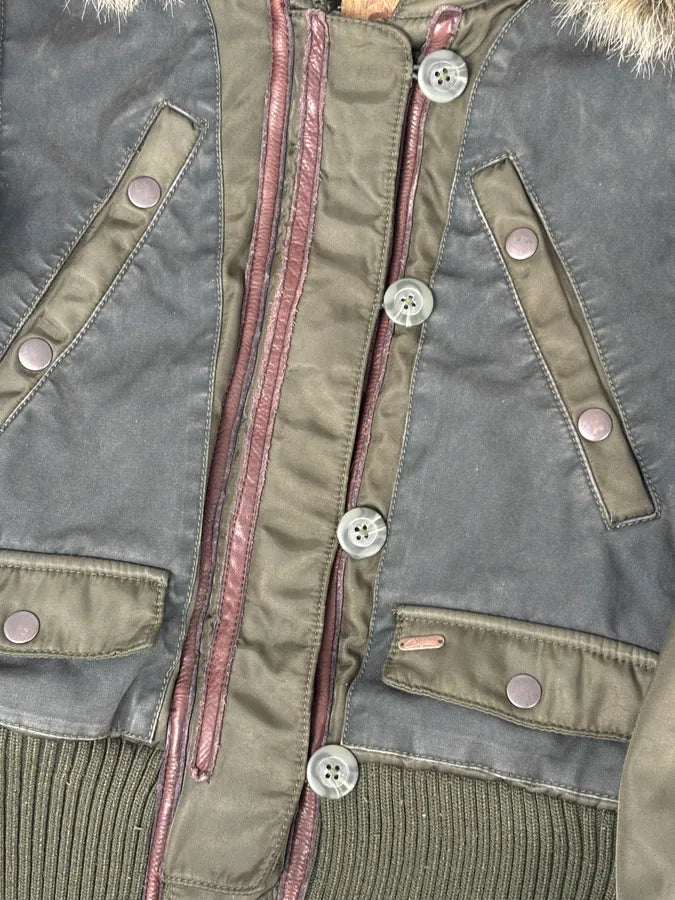 1990s Chevignon Military Aviator Fur Bomber Jacket VMNbIcz 8