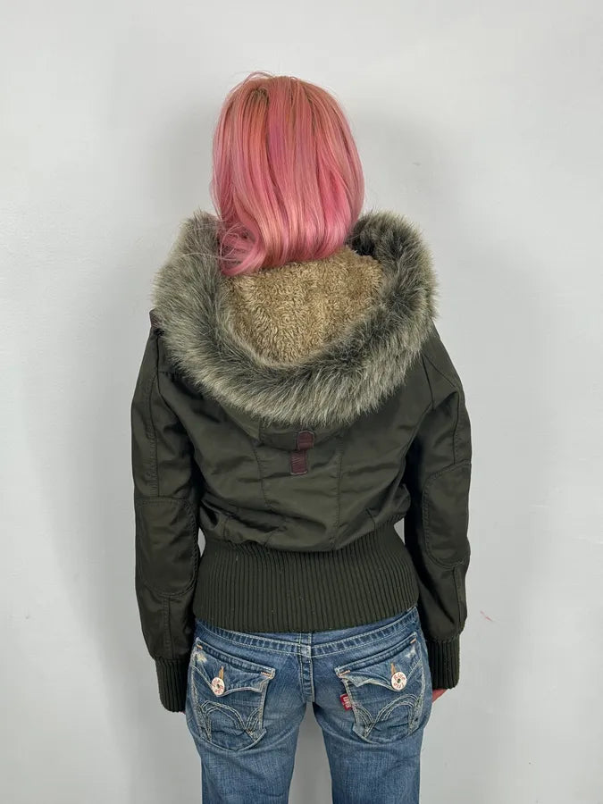 1990s Chevignon Military Aviator Fur Bomber Jacket VMNbIcz 2