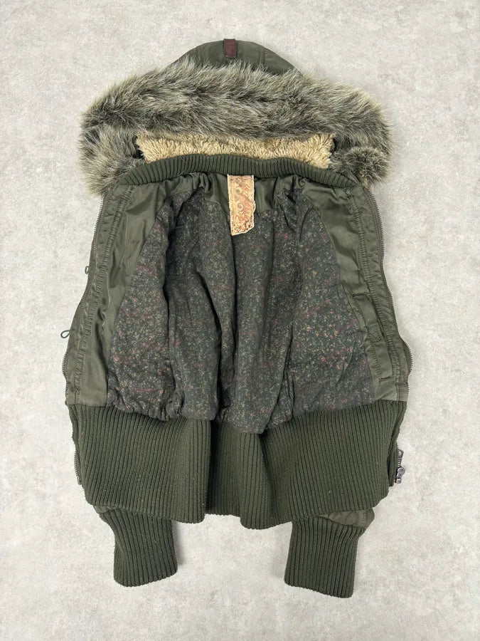 1990s Chevignon Military Aviator Fur Bomber Jacket VMNbIcz 7