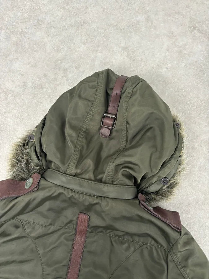 1990s Chevignon Military Aviator Fur Bomber Jacket VMNbIcz 6