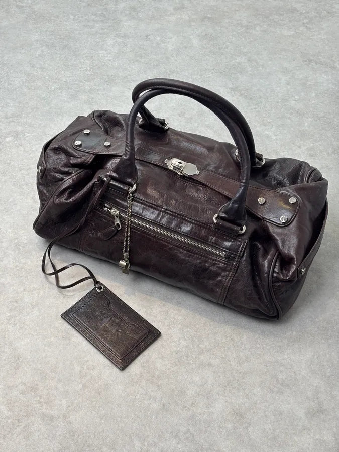 Balenciaga Motocross Giant Brown Leather Duffle Bag UiztpvR 0