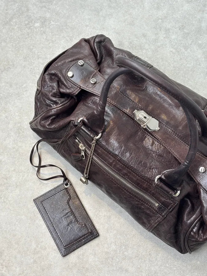Balenciaga Motocross Giant Brown Leather Duffle Bag UiztpvR 3