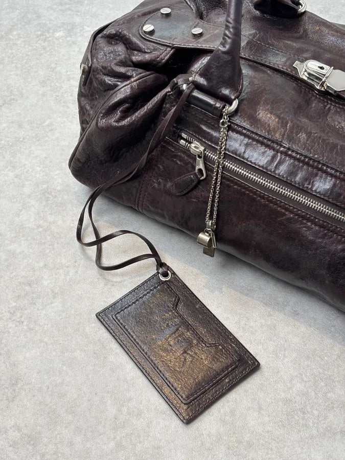 Balenciaga Motocross Giant Brown Leather Duffle Bag UiztpvR 4