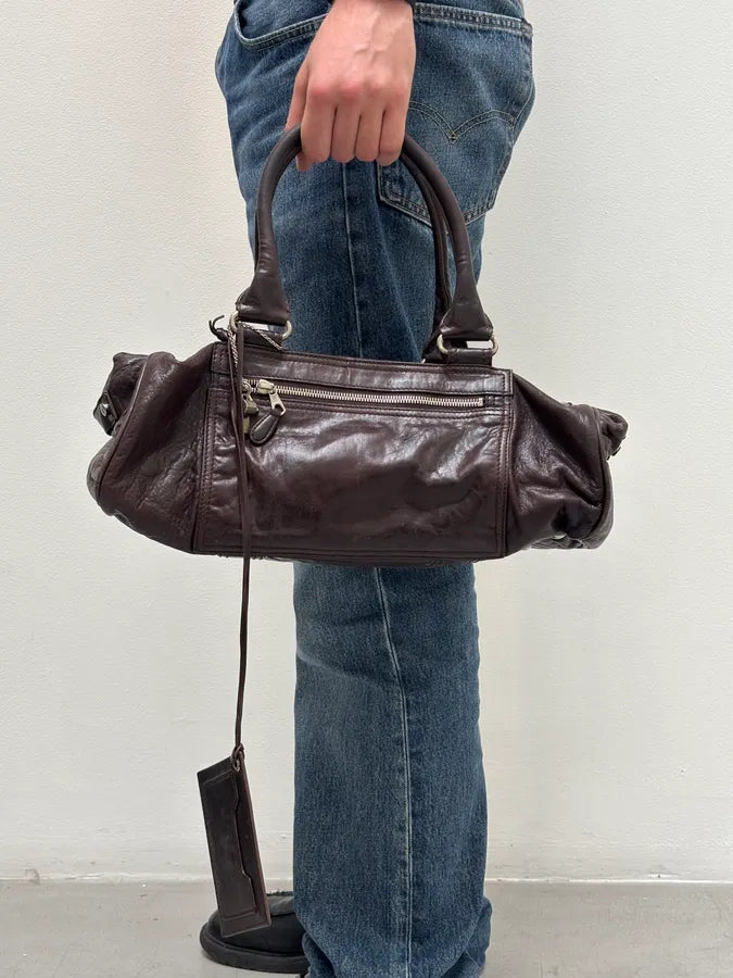 Balenciaga Motocross Giant Brown Leather Duffle Bag UiztpvR 2