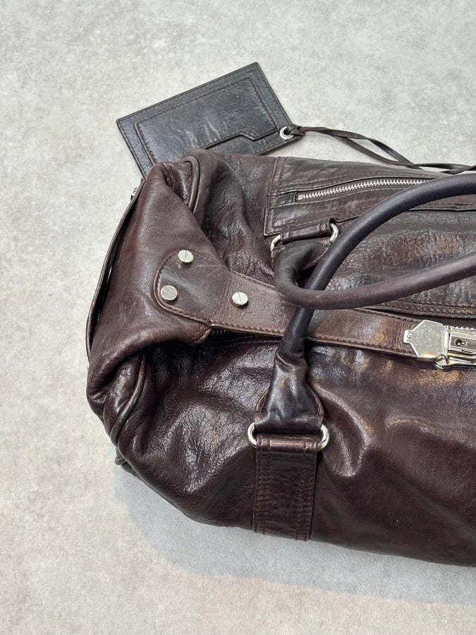 Balenciaga Motocross Giant Brown Leather Duffle Bag UiztpvR 9
