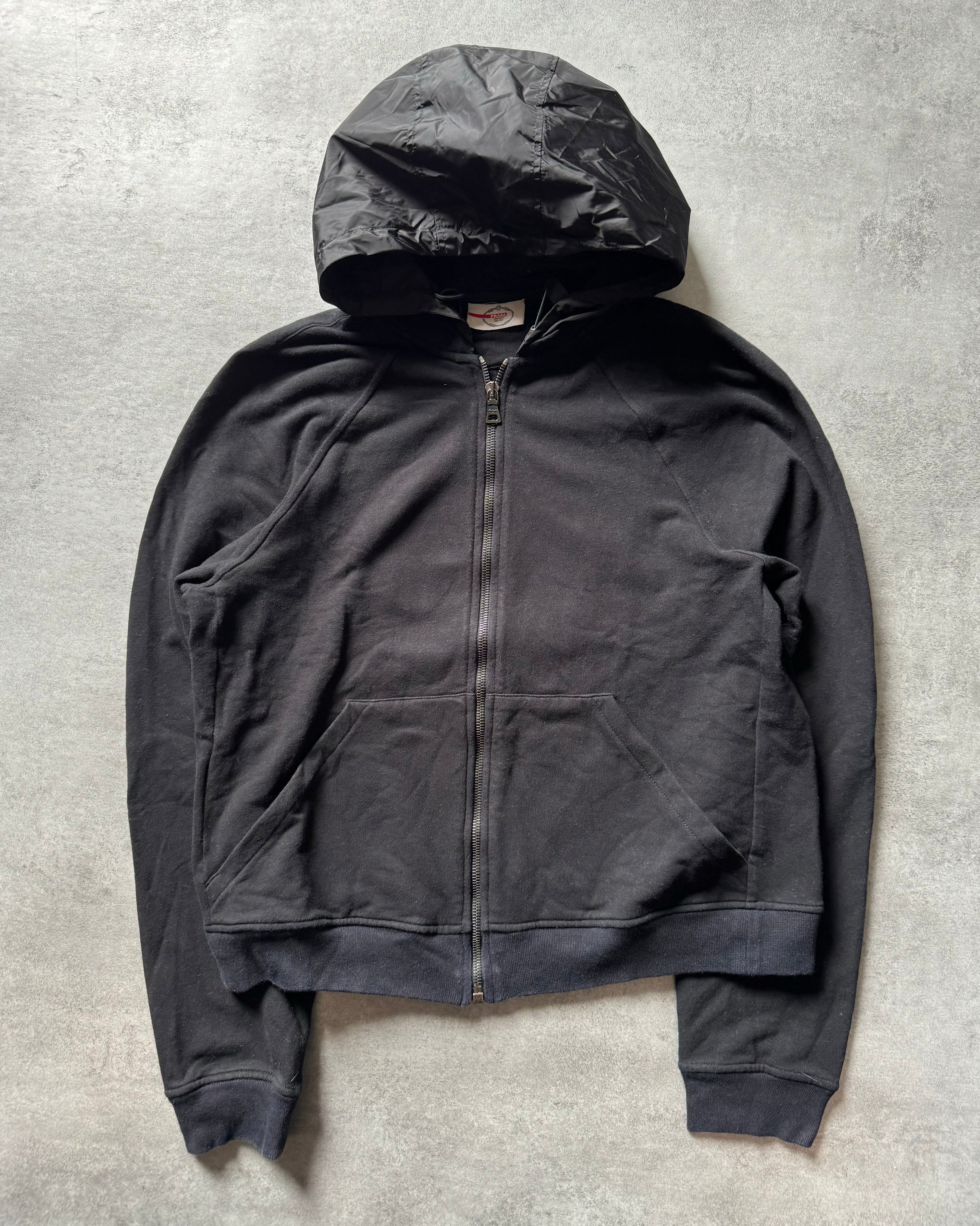 AW2010 Prada Black Sweater Nylon Hooded (S) - 1