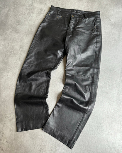 AW2001 Prada Black Premium Runway Leather Pants (M) - 12