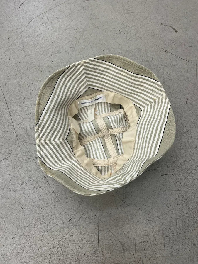 Comme des Garçons Beige Striped Bucket Hat vKSWqeZ 6