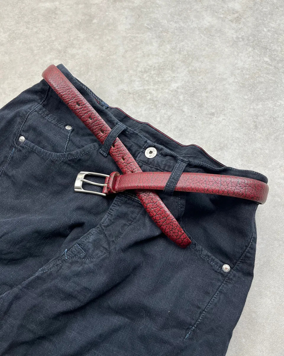 Comme des Garçons Bordeaux Cowhide Leather Cracked Belt OAaVqfb 2