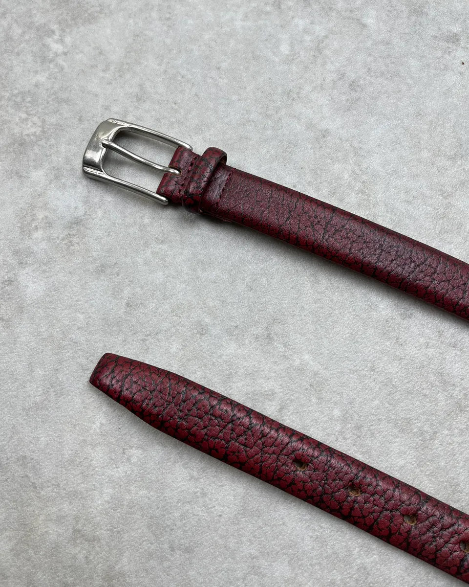 Comme des Garçons Bordeaux Cowhide Leather Cracked Belt OAaVqfb 3
