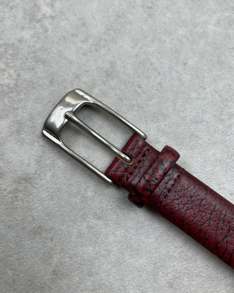 Comme des Garçons Bordeaux Cowhide Leather Cracked Belt OAaVqfb 4
