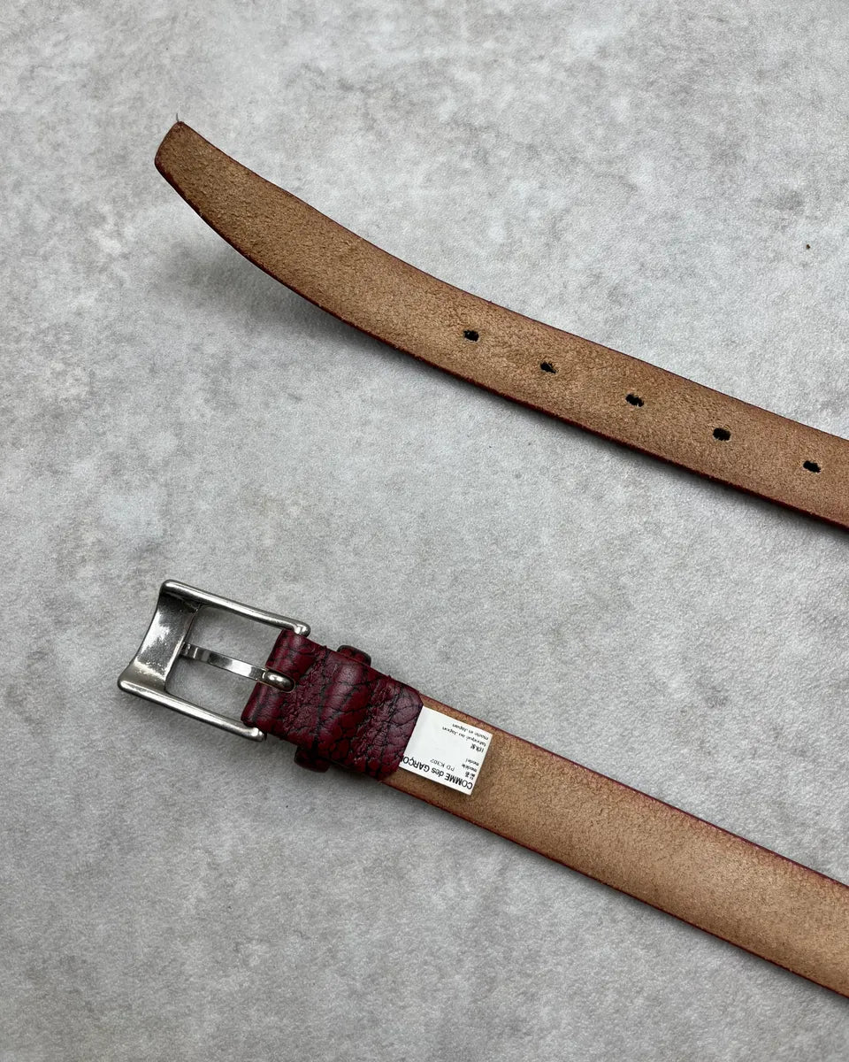 Comme des Garçons Bordeaux Cowhide Leather Cracked Belt OAaVqfb 5