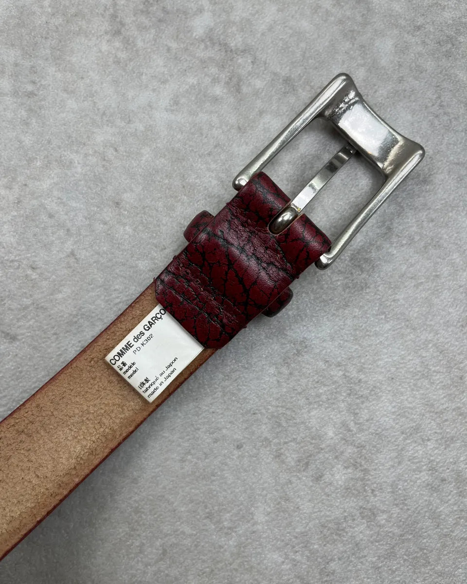 Comme des Garçons Bordeaux Cowhide Leather Cracked Belt OAaVqfb 6