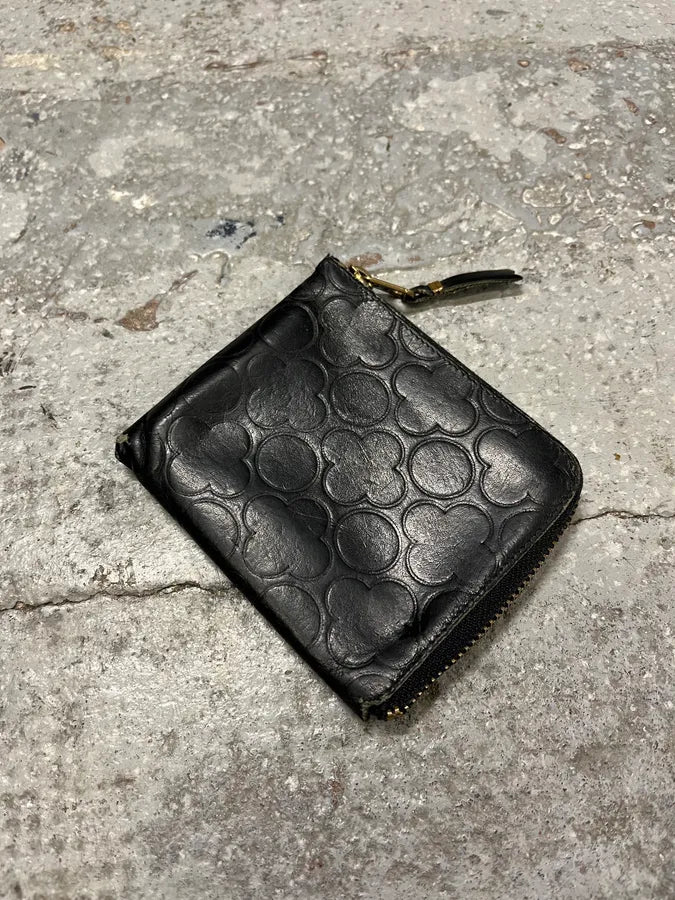 Comme des Garçons Floral Black Leather Wallet (OS) AlMcVCS 1