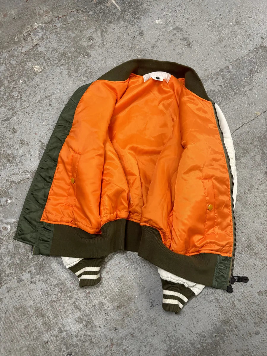 Comme des Garçons Ganryu White & Olive Bomber Jacket cpYHXUl 8