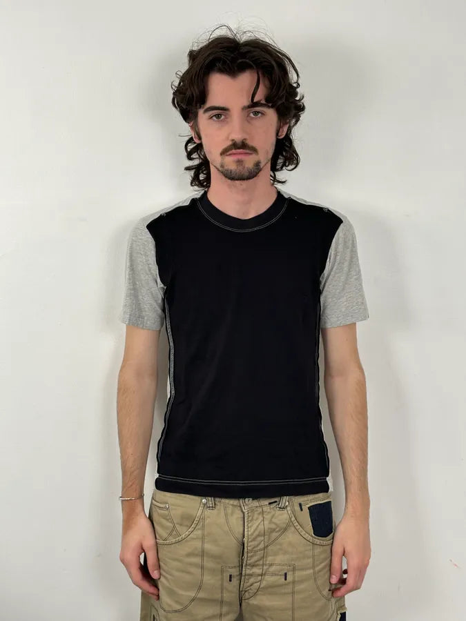 Comme des Garçons Grey Contrast Stitch T-Shirt yWQtHOD 1