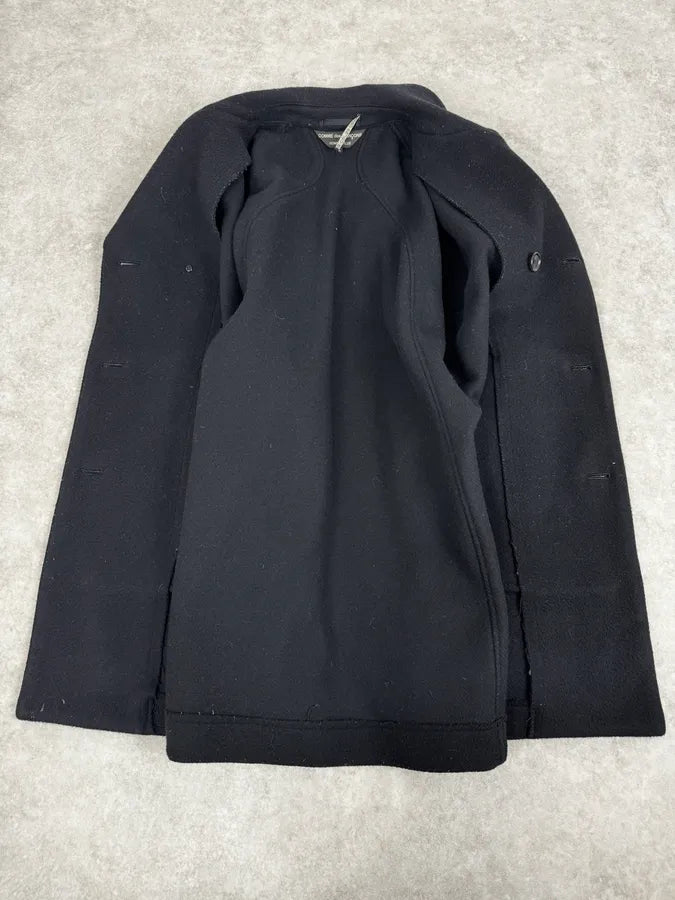 AW2003 Comme des Garçons Homme Plus Black Wool Officer Coat YtQCHGa 6