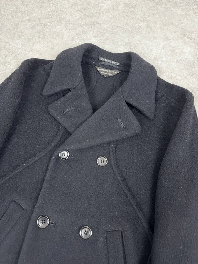 AW2003 Comme des Garçons Homme Plus Black Wool Officer Coat YtQCHGa 4