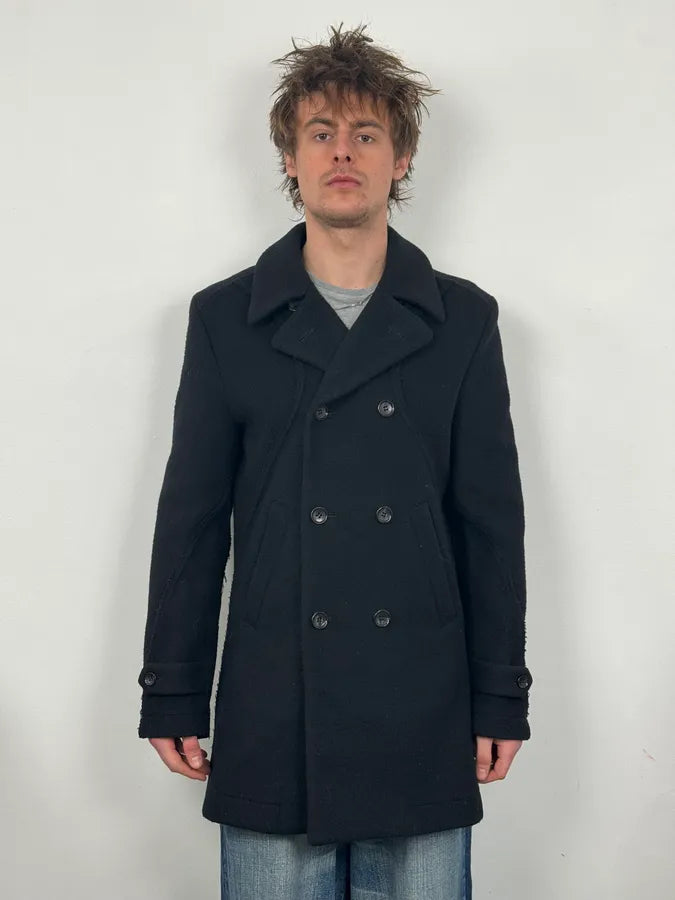 AW2003 Comme des Garçons Homme Plus Black Wool Officer Coat YtQCHGa 1