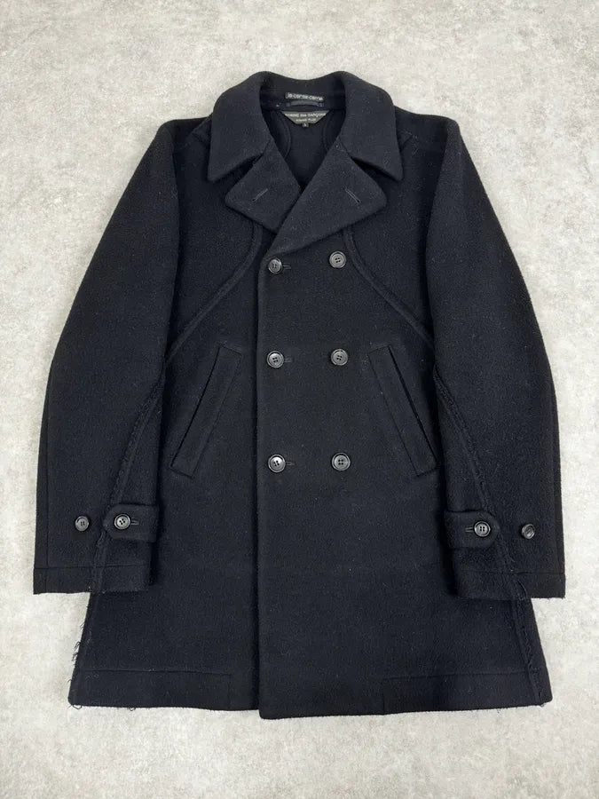 AW2003 Comme des Garçons Homme Plus Black Wool Officer Coat YtQCHGa 0
