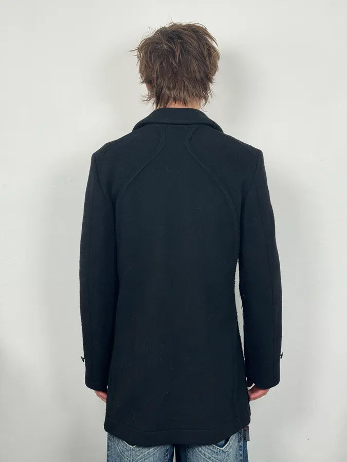 AW2003 Comme des Garçons Homme Plus Black Wool Officer Coat YtQCHGa 2
