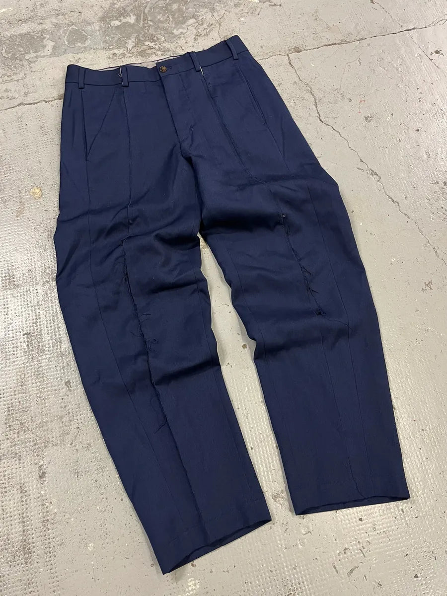 Comme des Garçons Homme Plus Navy Distressed Tailored Pants DEfSSdm 4