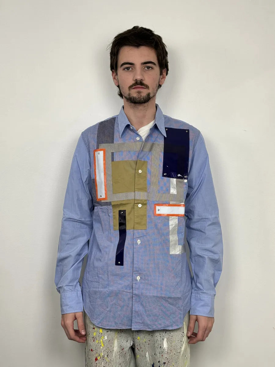 Comme des Garçons Junya Watanabe Blue Patchwork Shirt RRktIPM 0