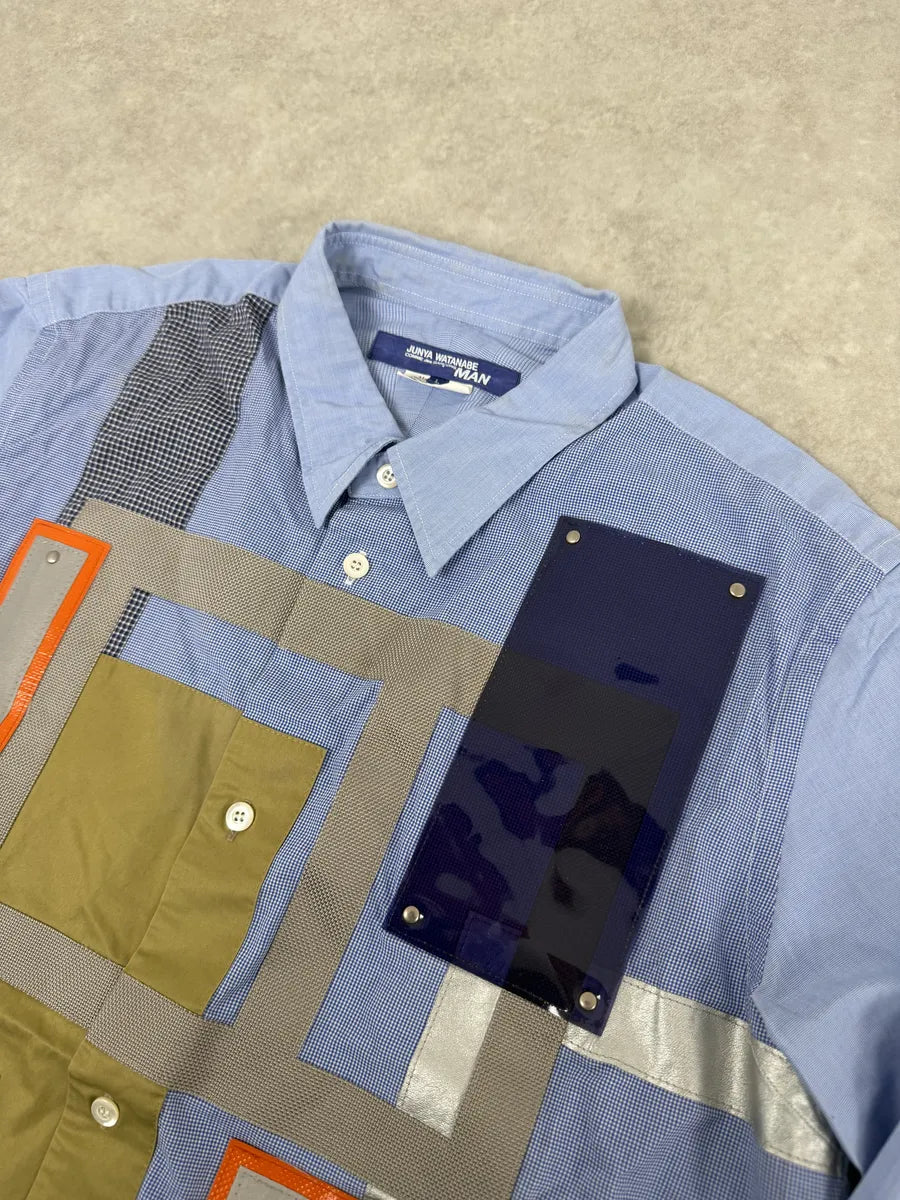 Comme des Garçons Junya Watanabe Blue Patchwork Shirt RRktIPM 11